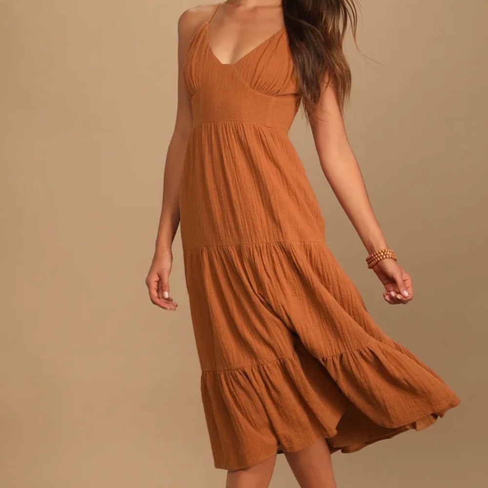 Bliss Abound Rust Midi Dress